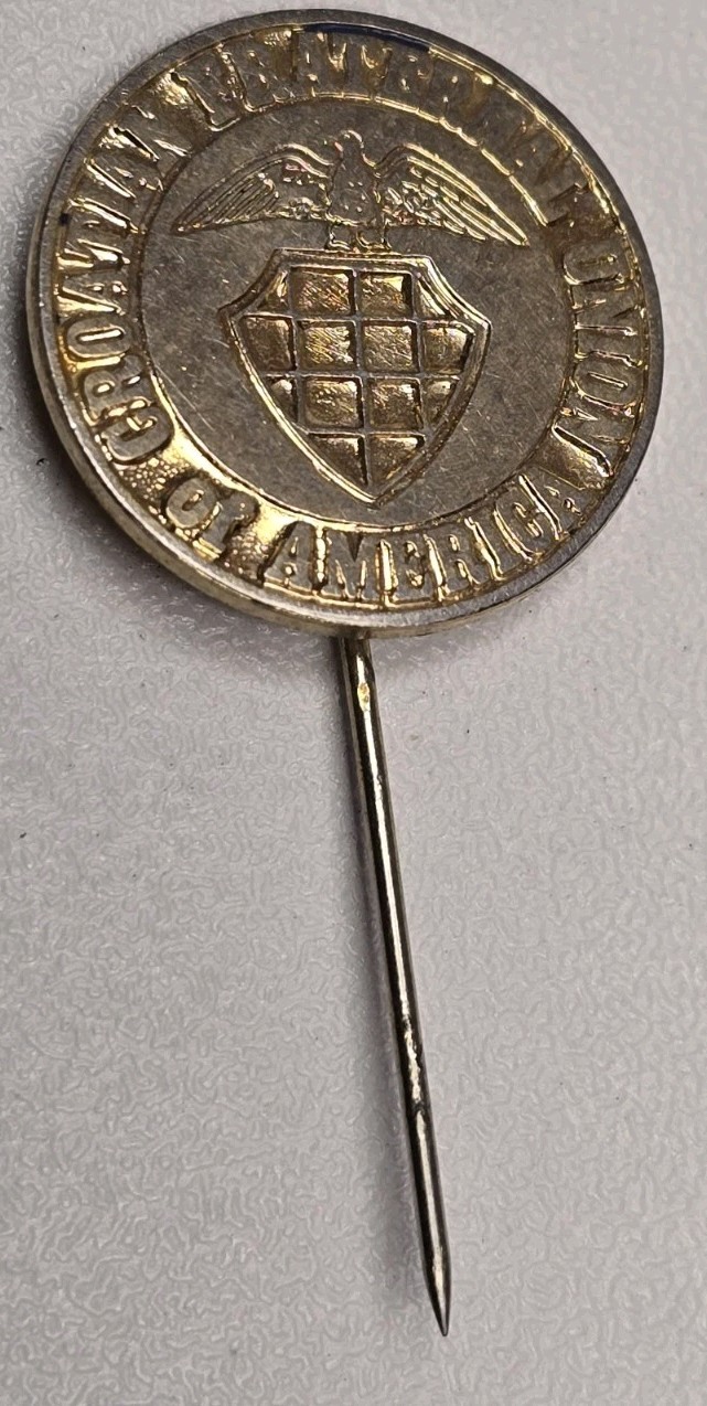 Vtg Croatian Fraternal Union of America Stick Pin Gold Tone Eagle Coat of Arms