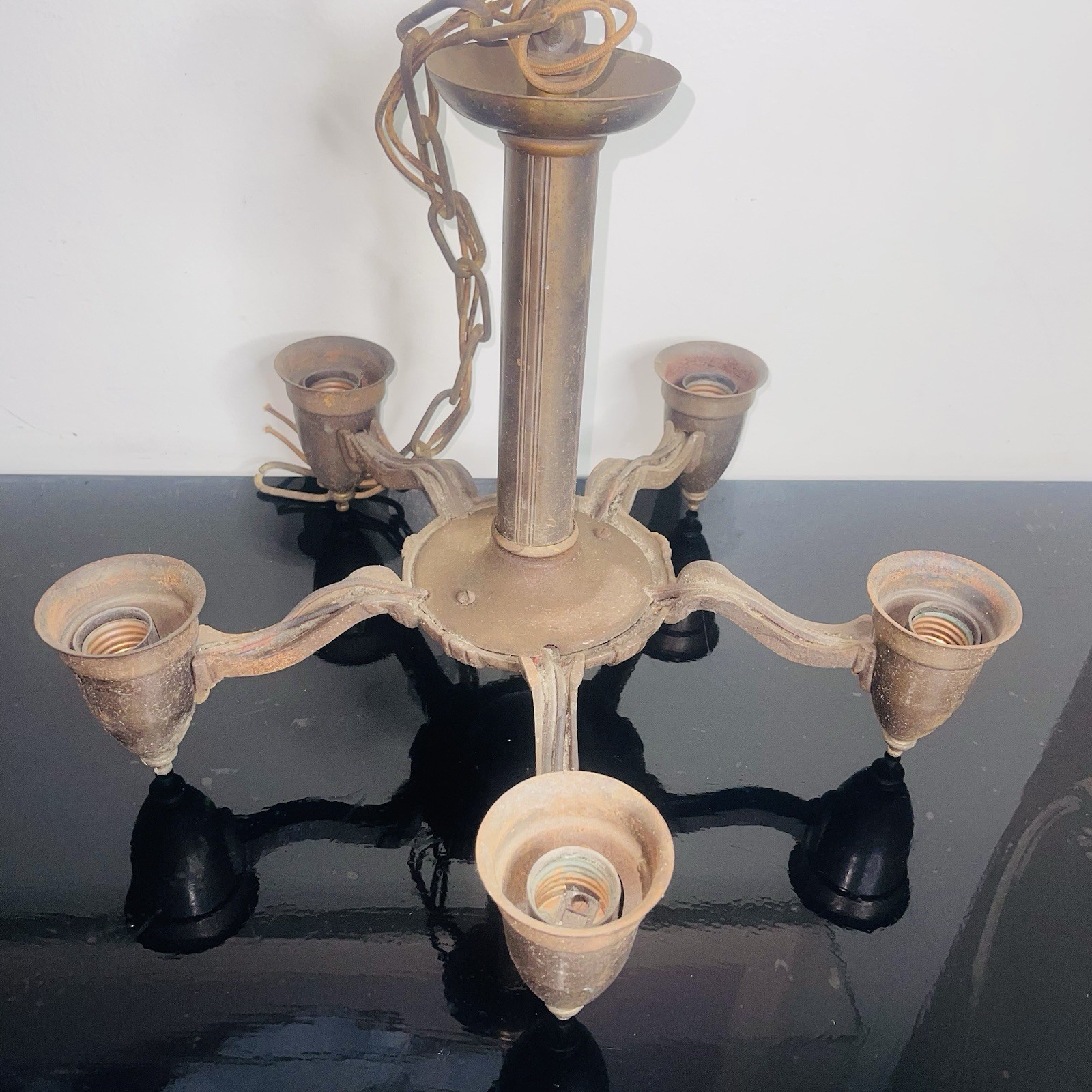 Antique Art Deco Hanging 5 Light W W Hanging Fixture To Restore