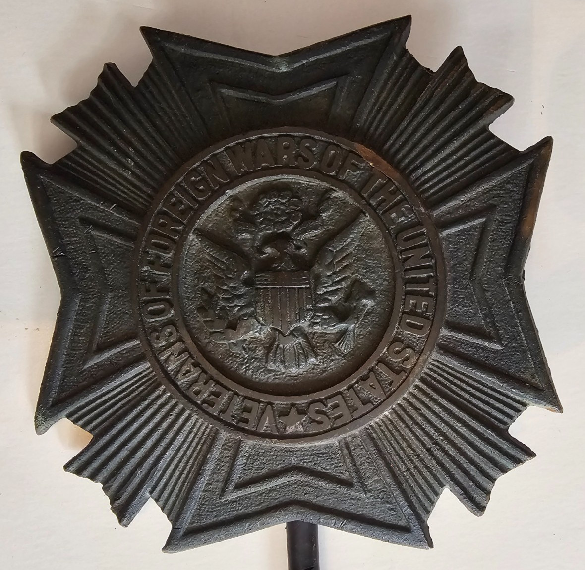 Vintage VFW Veterans Foreign Wars Metal Grave Marker Plaque Sign