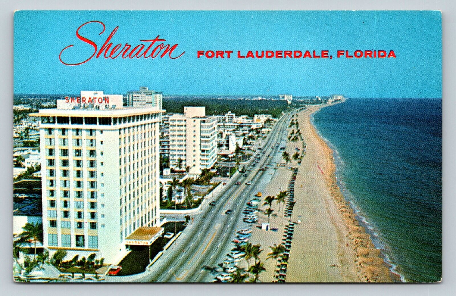 Aerial View Sheraton Hotel Fort Lauderdale Florida Vintage Postcard 0675