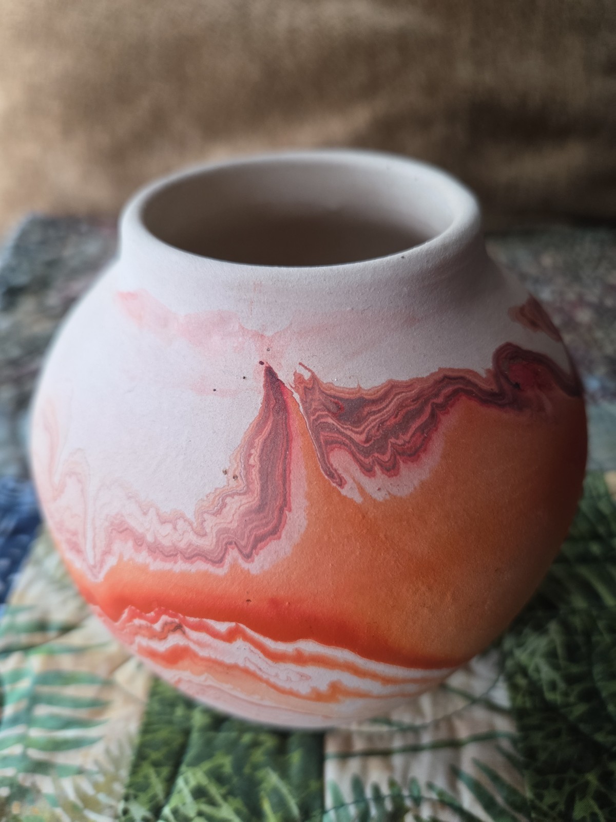 Nemadji Pottery USA Swirl Vase Vintage Hand Thrown Ceramic Vase