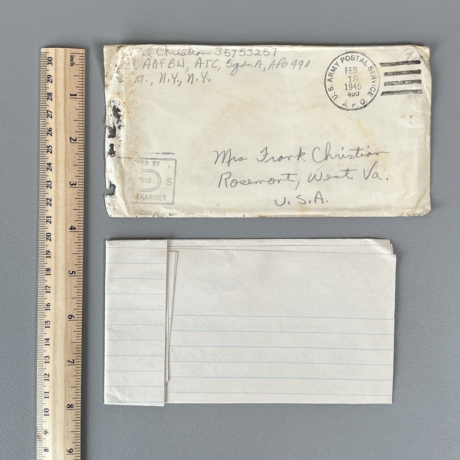 1945 WWII Soldier Letter APO 490 ATC India Burma Stephen Vincent Benet Poem MIA