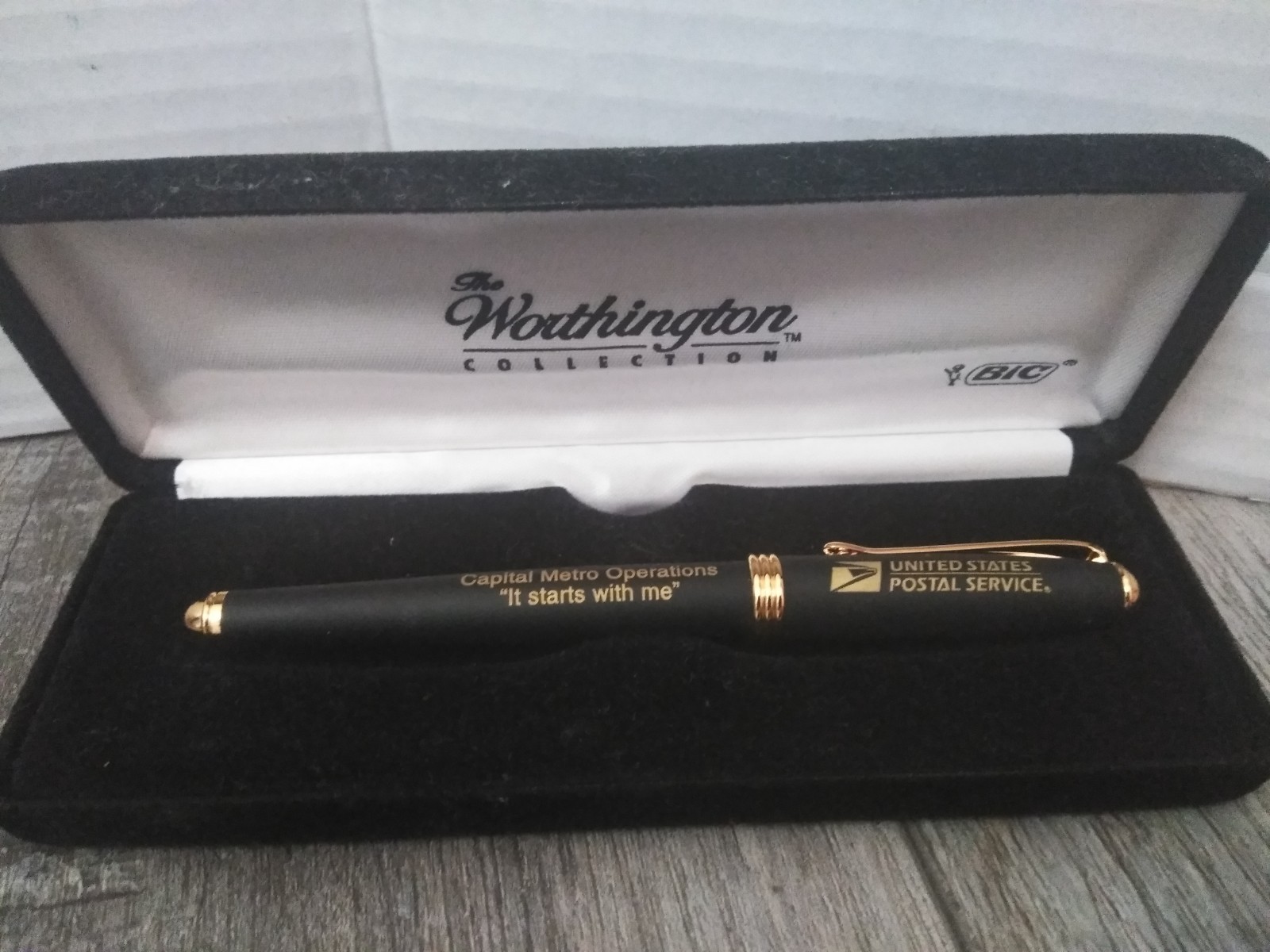 Vtg Bic Worthington Collection Ballpoint Pen, USPS UNITED POSTAL SERVICE (READ)