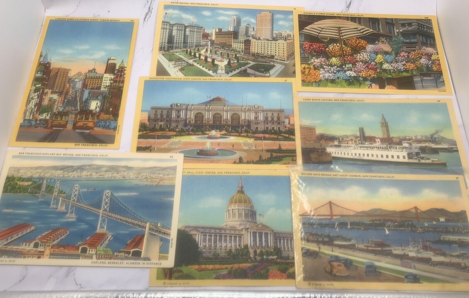 Vintage SAN FRANCISCO CALIFORNIA Stanley A. Piltz Postcards Lot of 8 (#2)