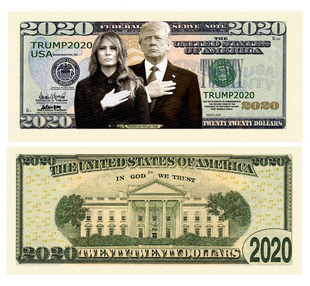 Donald Trump Melania 2020 First Couple Dollar Bill Presidential MAGA with Holder