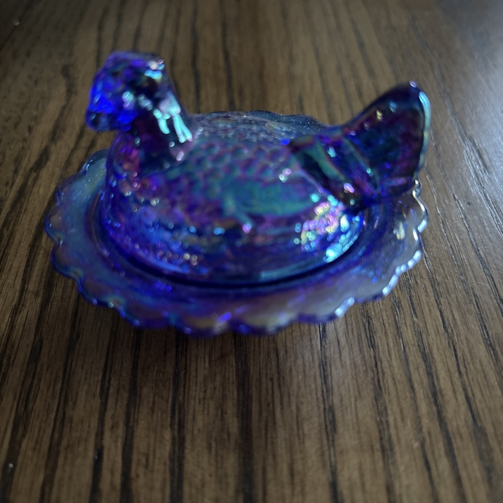Hen on Nest Chicken Salt On Wide Mosser Cobalt Blue Carnival  2.75
