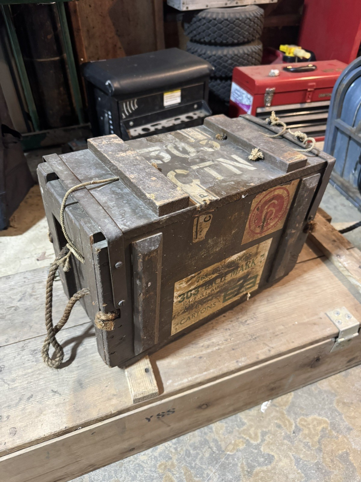 303 Wooden Ammo Box Crate With Spam Can Liner spitfire British Mark 7 EMPTY