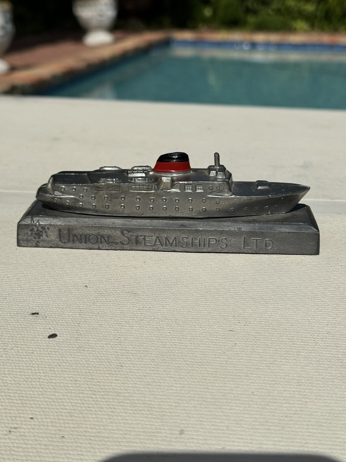 Antique 1950’s Union Steamships Ltd Vancouver Canada Steel Cast Iron Paperweight