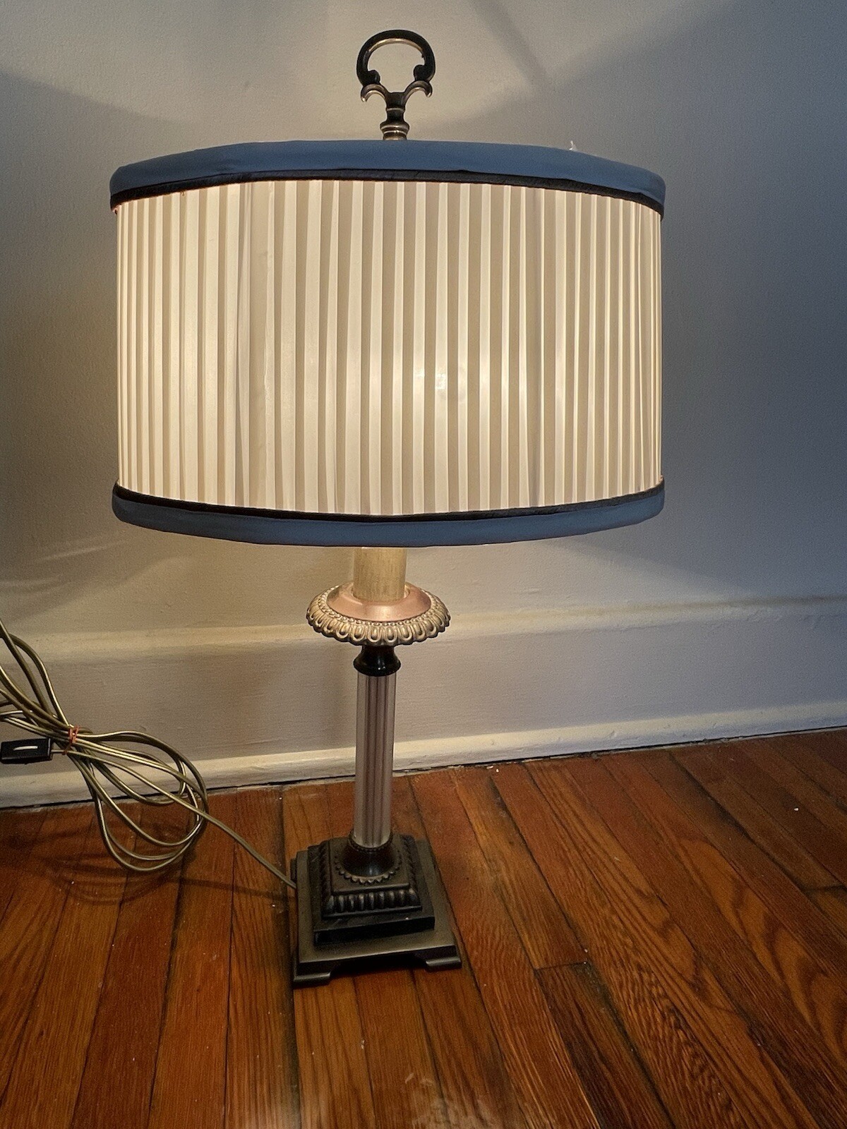 VTG PAUL HANSON Co NY Table Lamp MCM W/Edward ALDEN LAMP SHADE Glass Beautiful