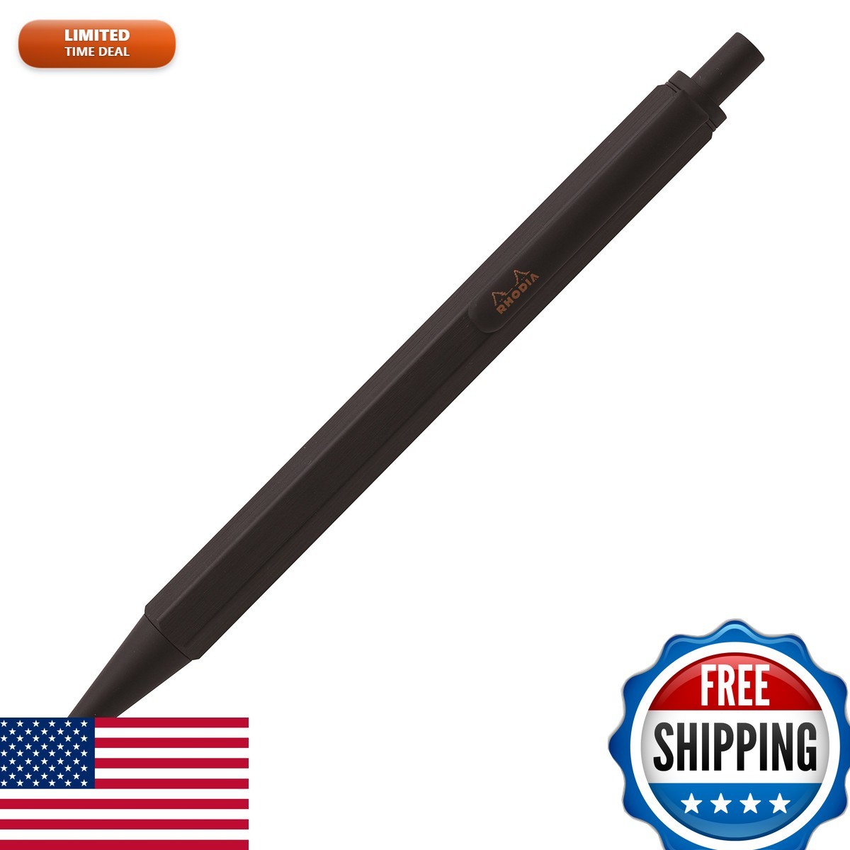 Rodia Script 0.7mm Ballpoint Pen Hexagonal Shaft Aluminum Black cf9289
