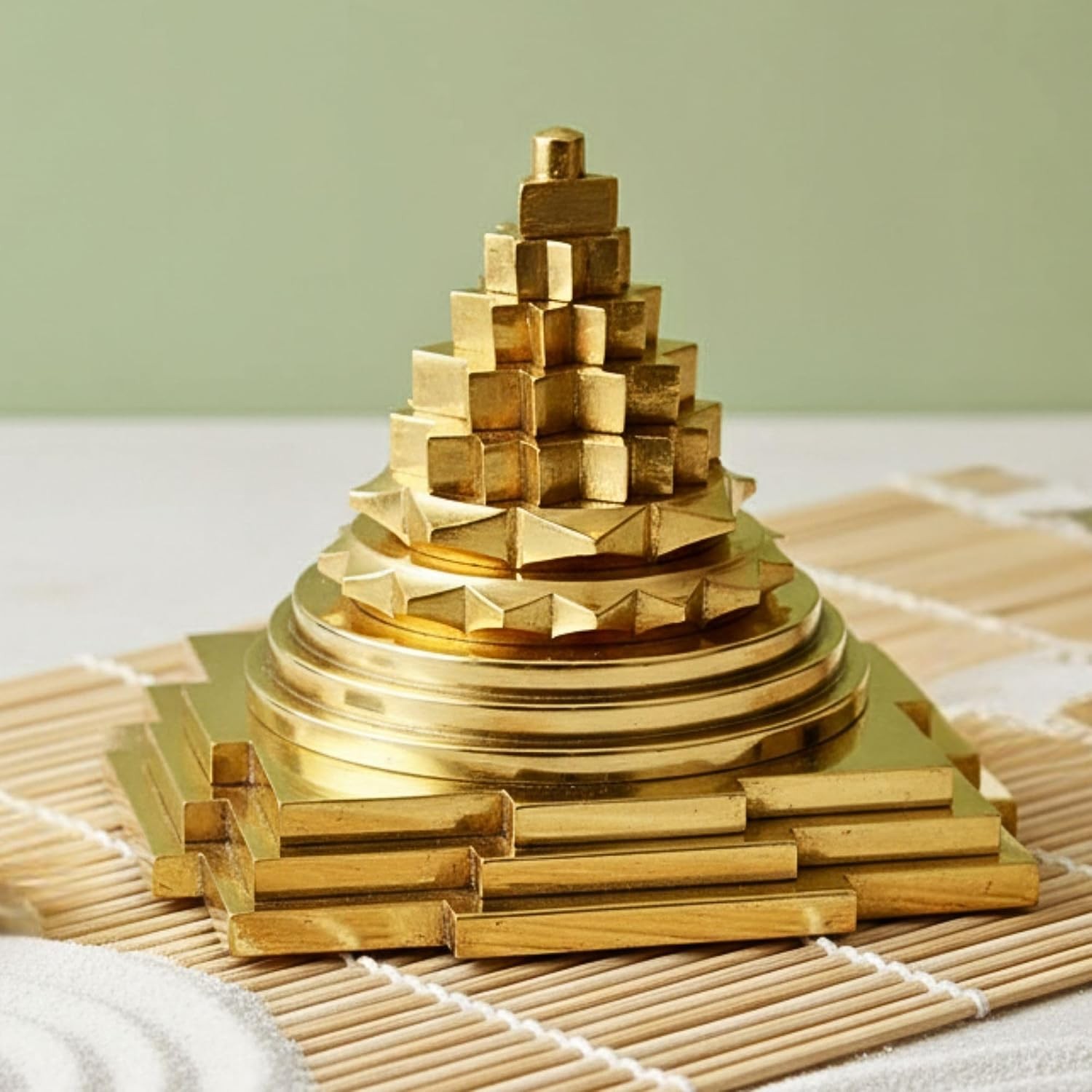 Maha Meru Shree Yantra 3D Metal Sri Yantra Lakshmi Hindu Puja Altar Vastu 6cm