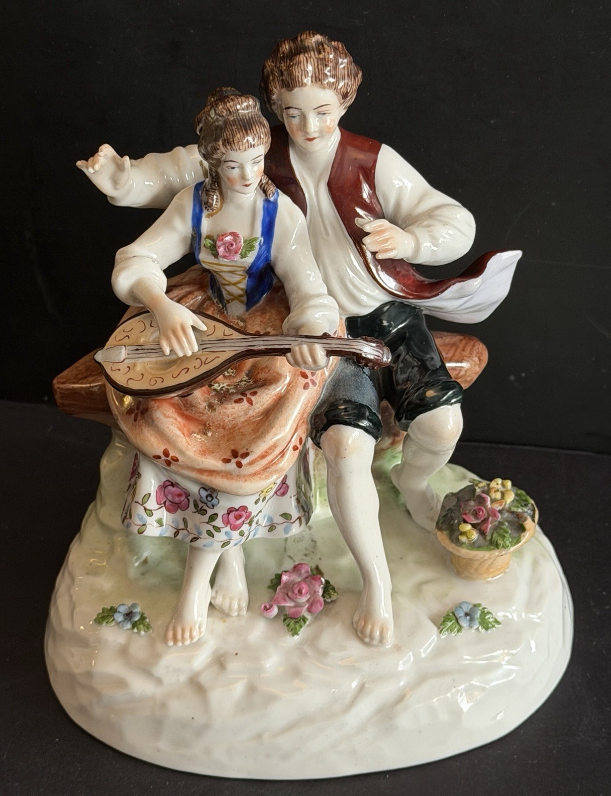 Volkstedt Dresden Style German Porcelain Musical Couple