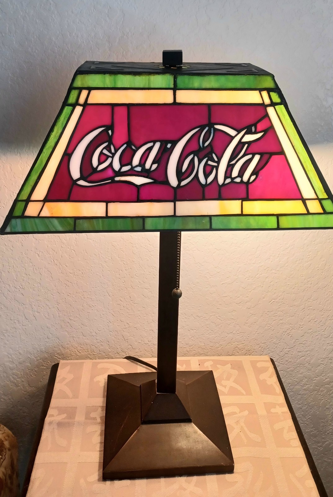 SALE Coca Cola Tiffany Mission Stained Glass Lamp - VGC COLLECTIBLE-HARD2FIND