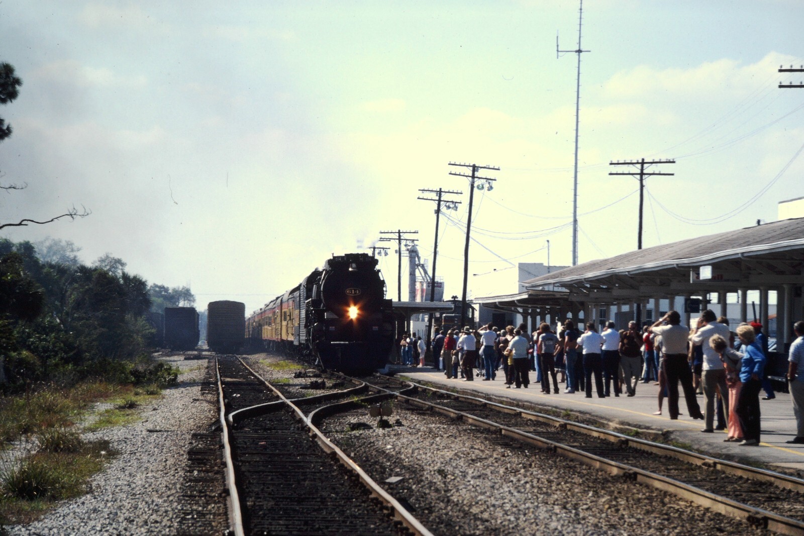 C&O 614 ft lauderdale fl \'81 steam engine vintage railroad train photo slide