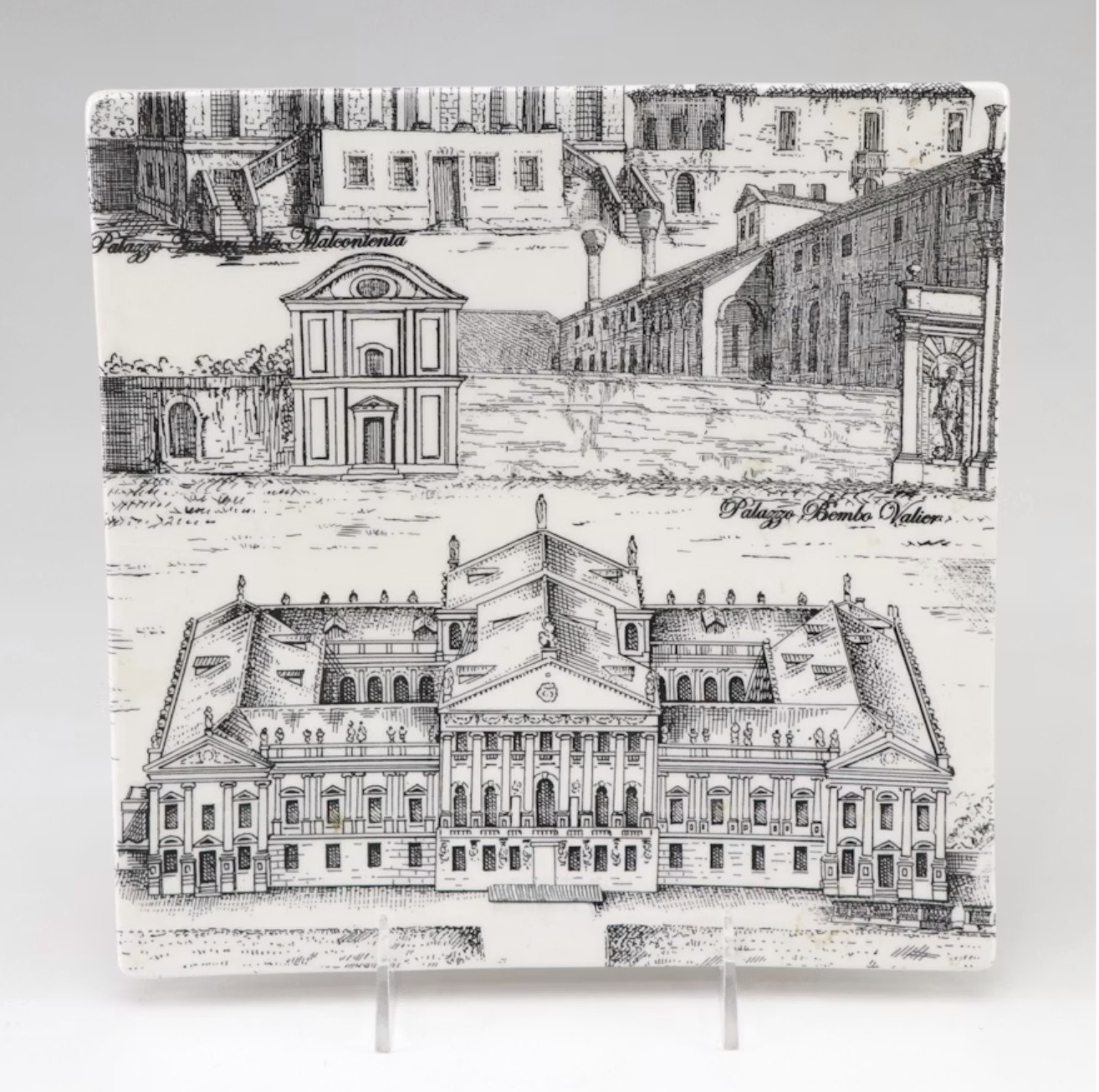 Vintage Italian Architectural Porcelain Fornasetti Style Decorative Plate