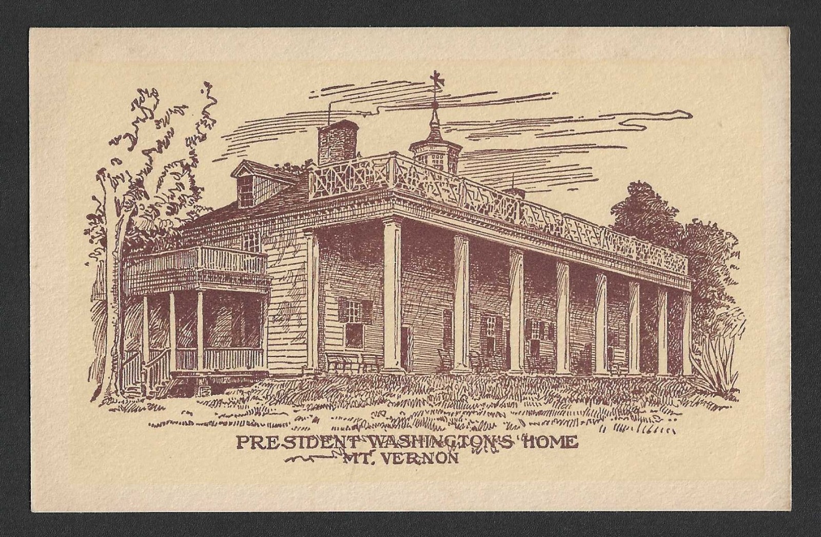 c1880's Wood's Boston Coffees Trade Card - Mt. Vernon Home of George Washington