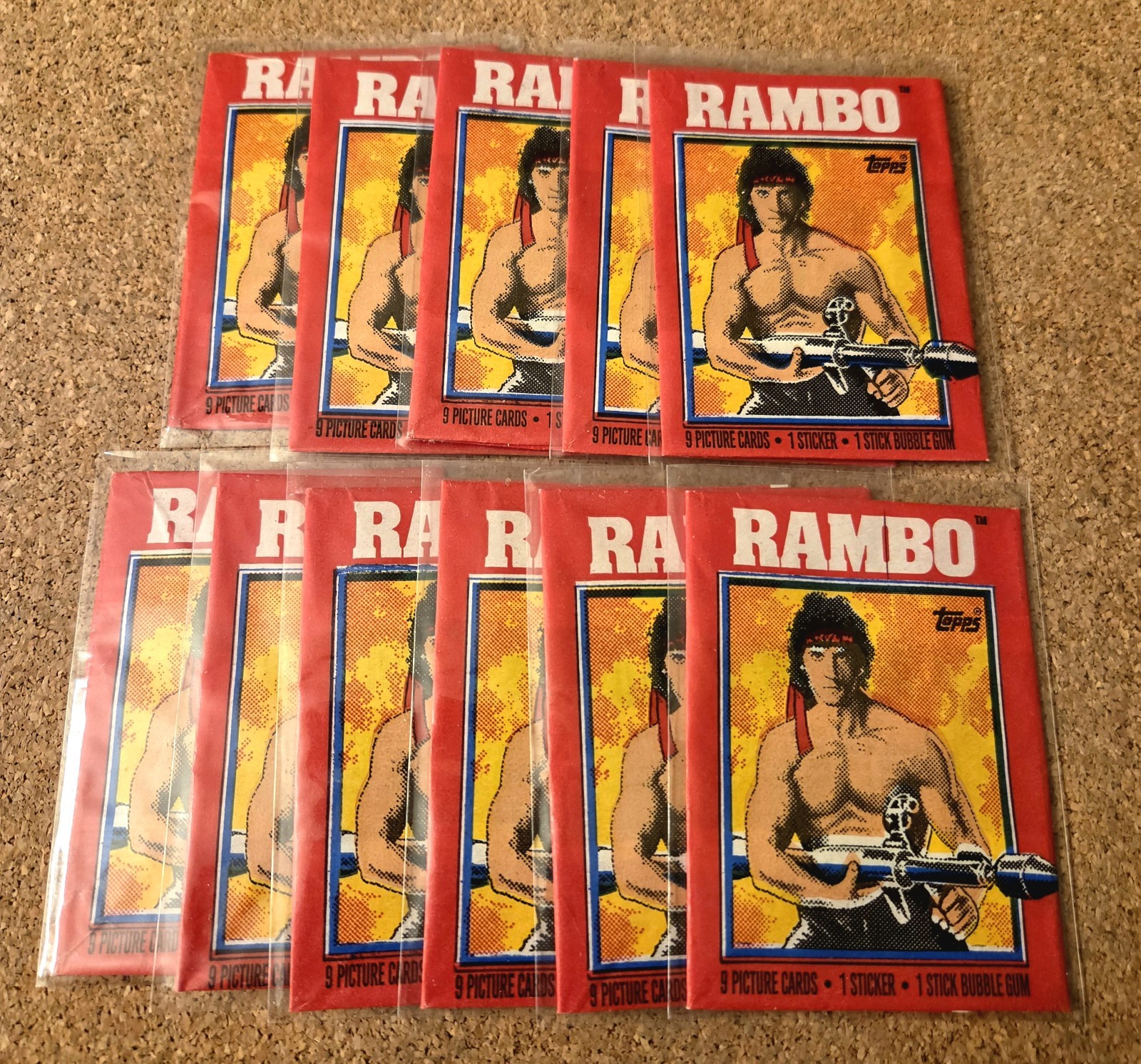 Lot of 11 Vintage 1985 Topps Rambo First Blood Part II Empty Wax Wrappers Clean