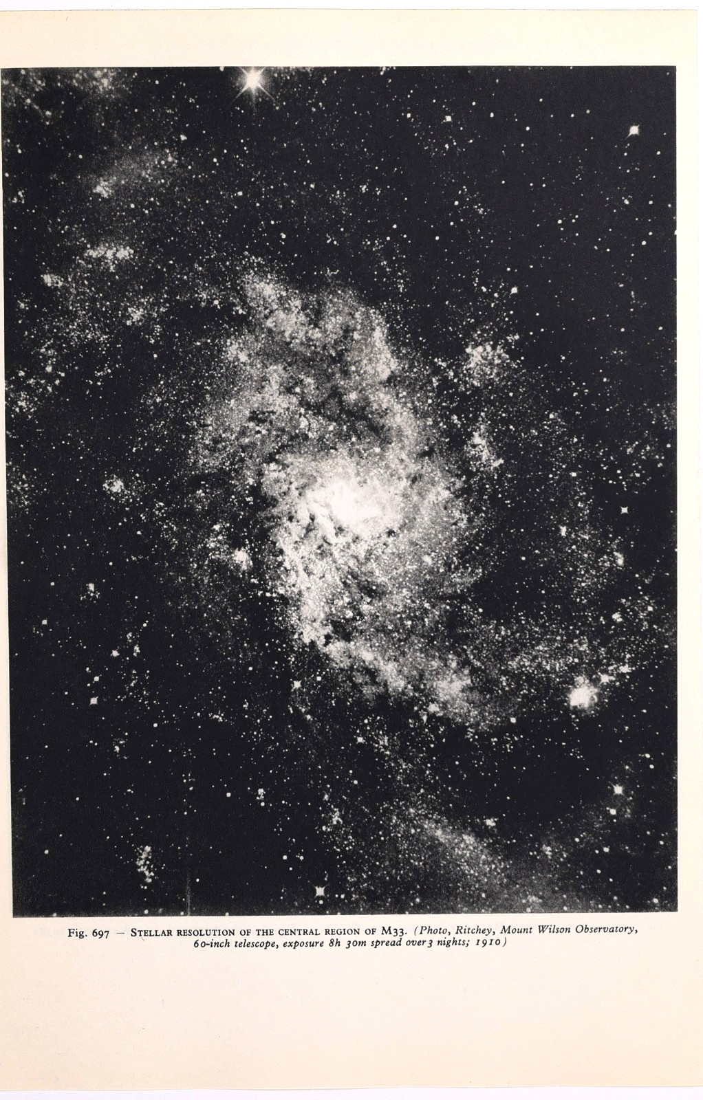 Vintage Astronomy Print M33 Triangulum Galaxy Central Region Resolved Stars Laro