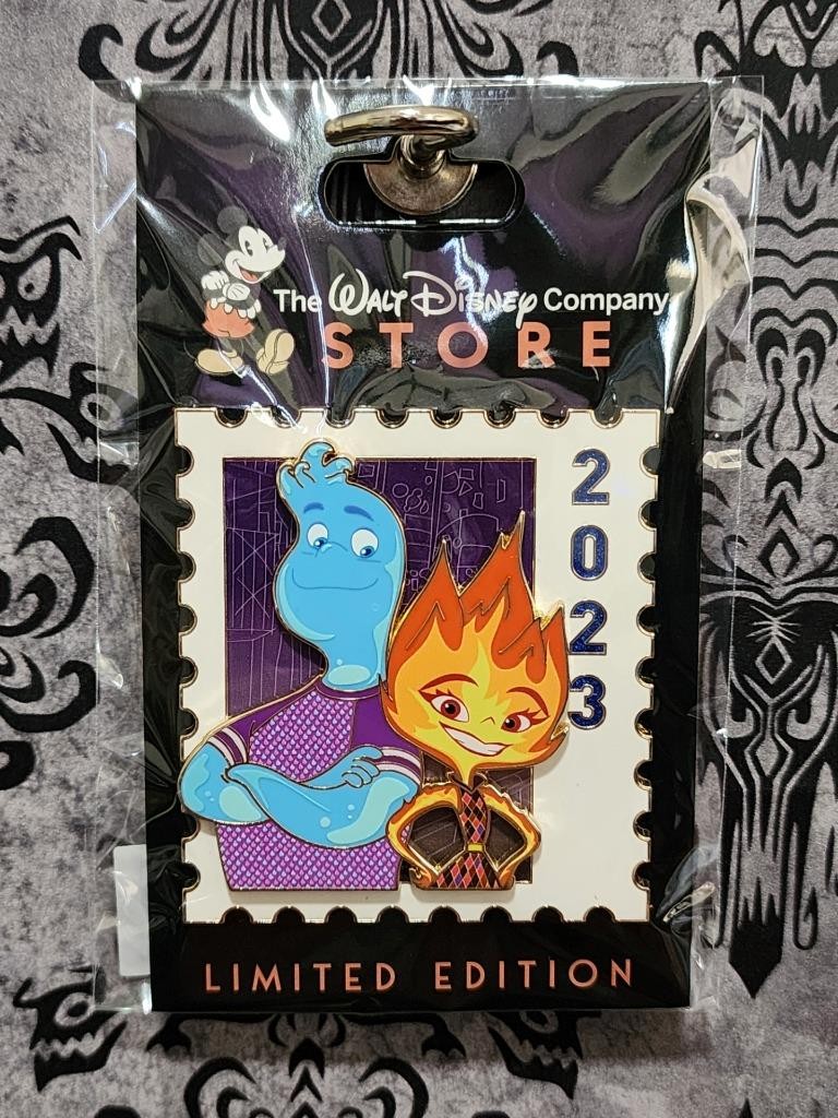 DEC WDCS D23 2026 Pixar Stamp Ember Wade Elemental 2023 LE Disney Pin