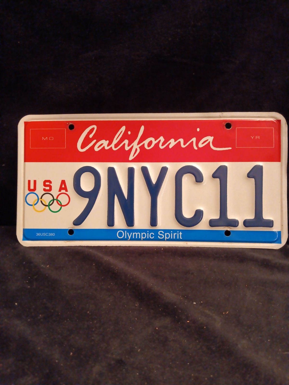 California Olympic Spirit License Plate NYC USA