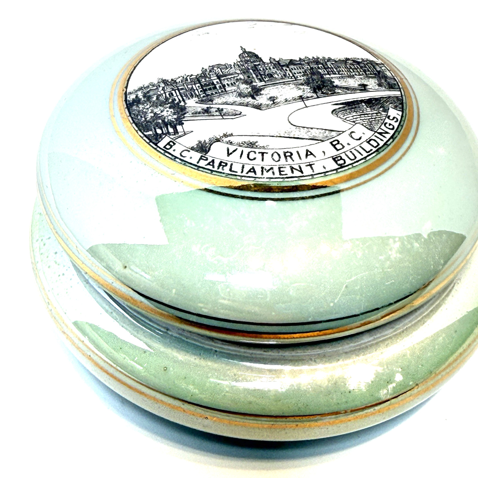 Antique Victoria Buildings Parliament BC Canada Souvenir Trinket Box