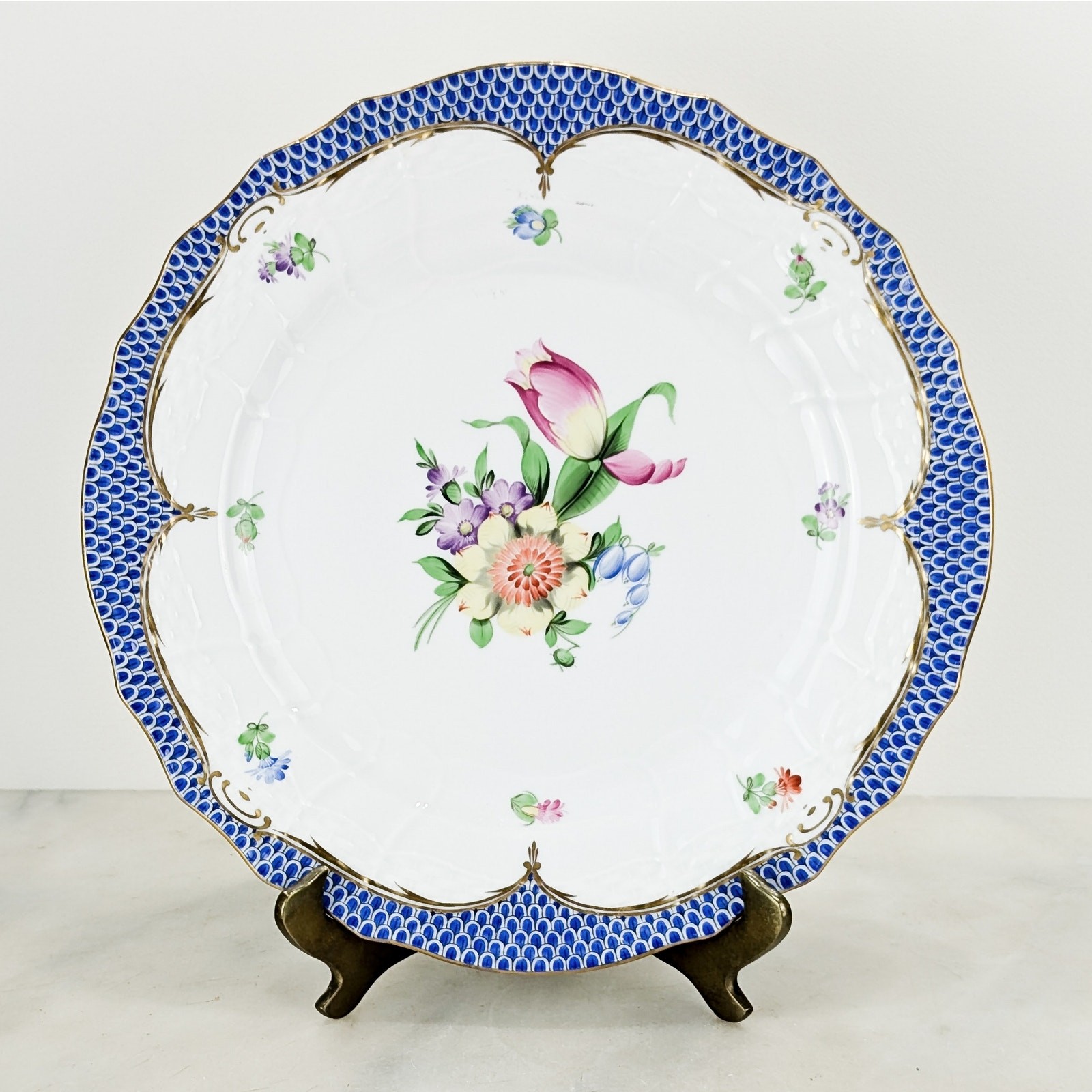 Herend Printemps blue border service plate/charger 11\