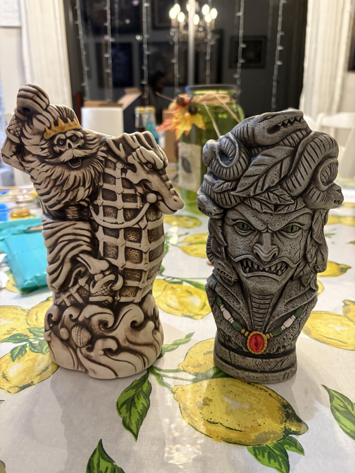 Disney Cruise Destiny Haunted Mansion Parlor Siren Poseidon Tiki Mug Set Medusa