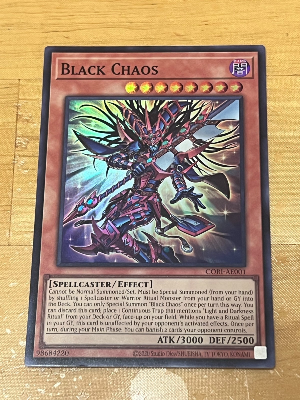 Yugioh Asian English Black Chaos CORI-AE001 Super rare Near Mint