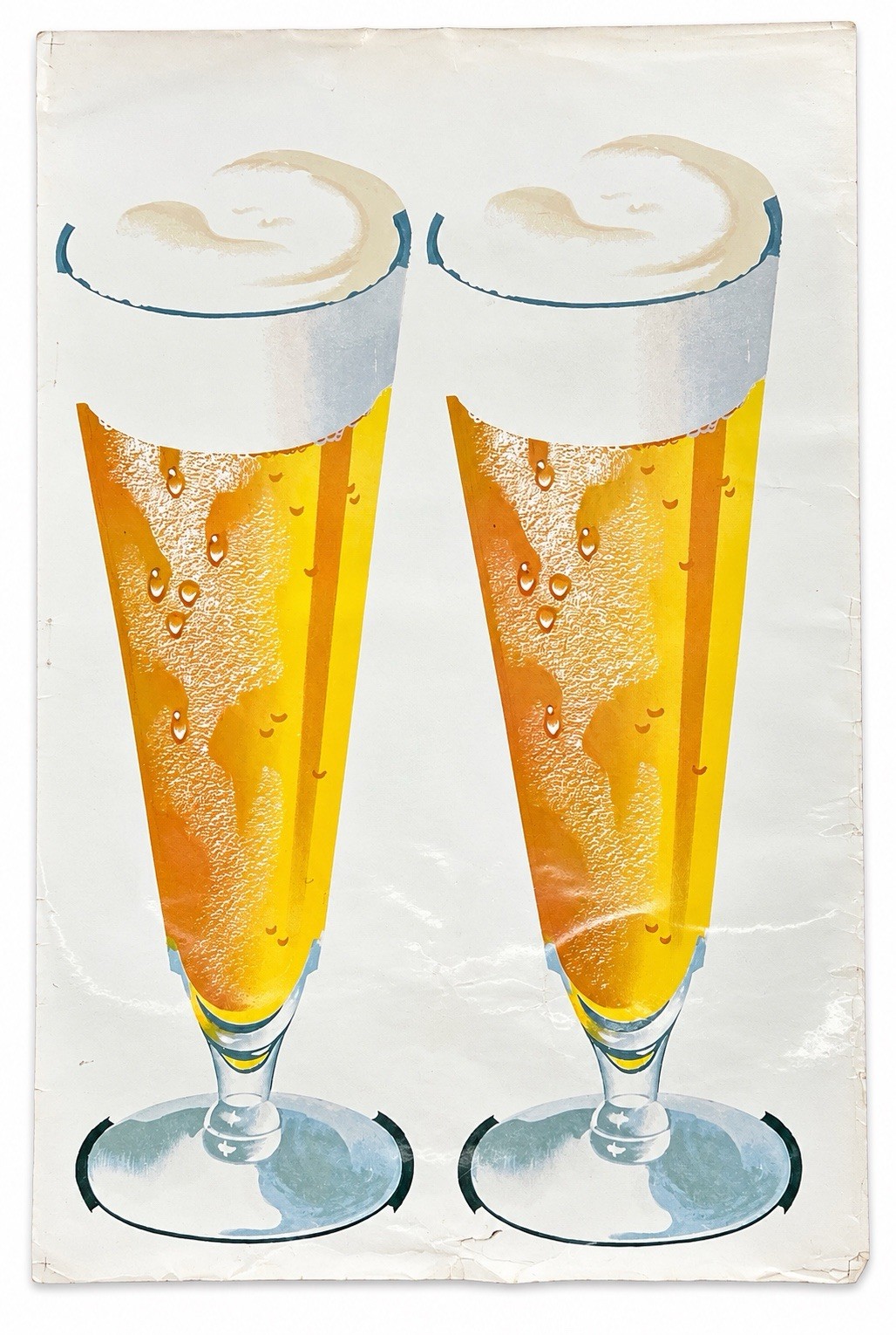 Vintage 1950s Beer Poster Uncut Printers Proof Litho Sign Bar Breweriana 35x23