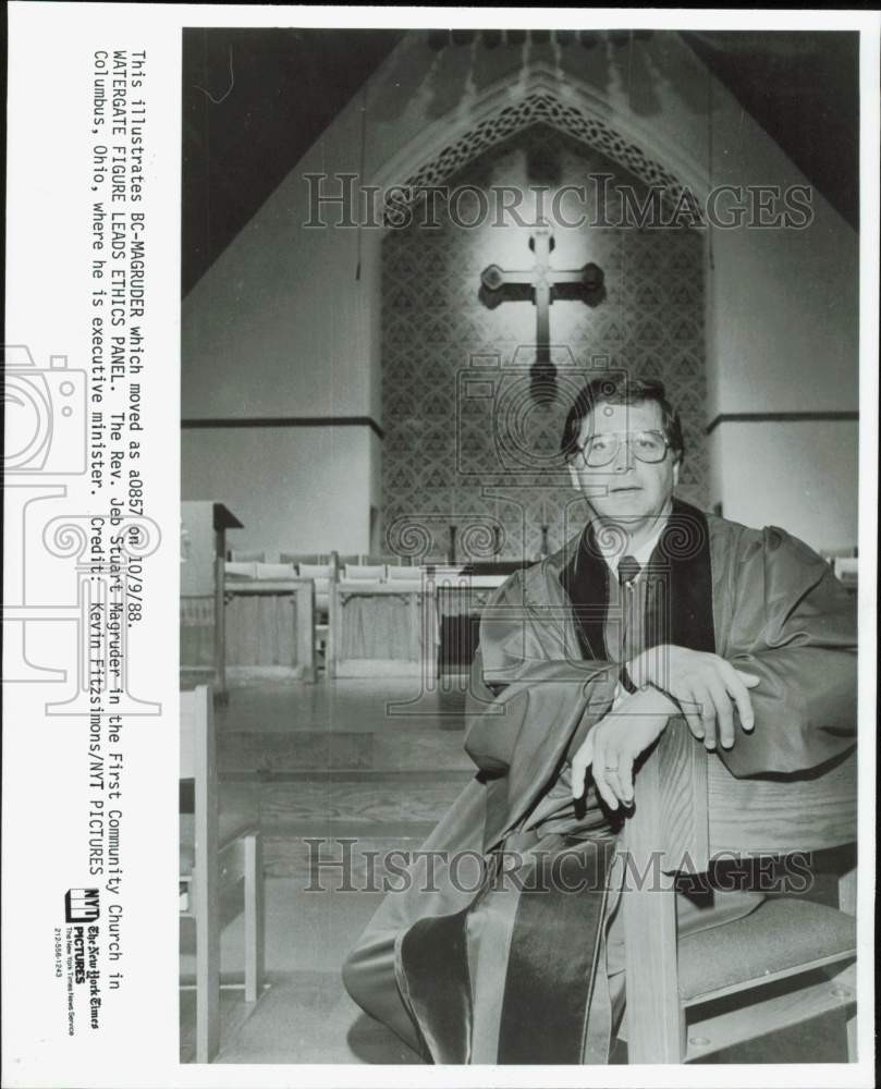 1988 Press Photo Rev. Jeb Stuart Magruder, First Community Church, Columbus, OH