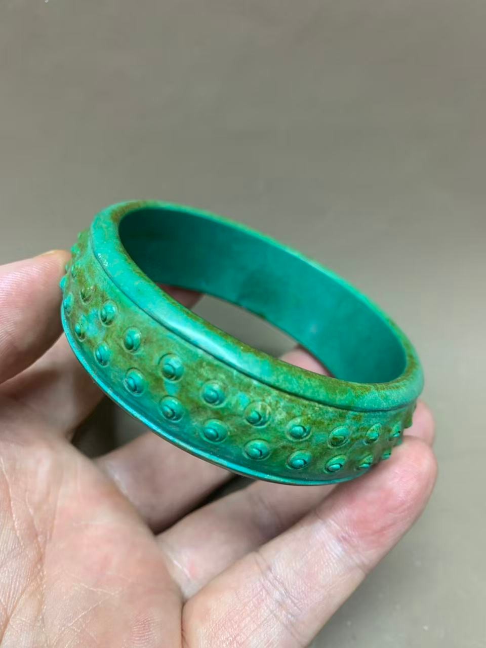 Excellent Tibetan Old Turquoise Hand Carved Bangle Bracelet