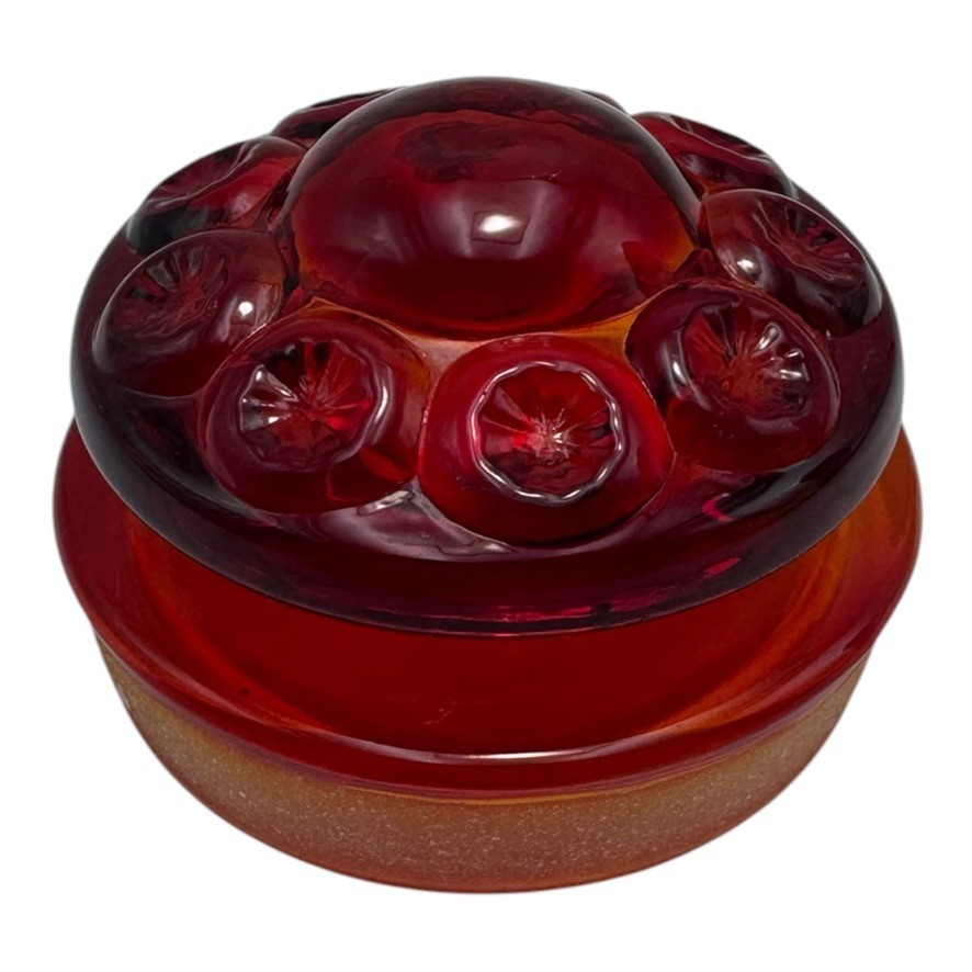 VTG LE Smith Moon Stars Amberina Red Apothecary Glass Canister LID ONLY