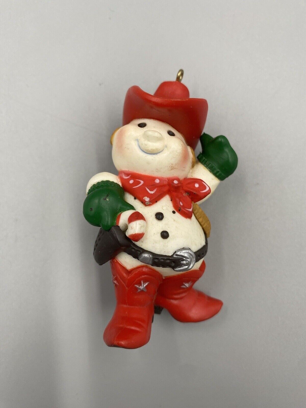 Vintage 1982 Hallmark Ornament Cowboy Snowman 3”