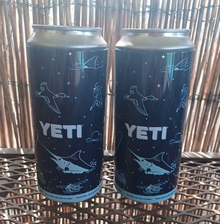 2 YETI Empty Tall Soda Can 16 oz Pop Top Stash Fake Cans Storage Dark Blue New