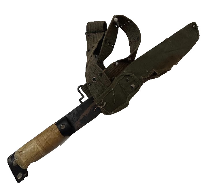 VTG 1960s Vietnam Era Bulldog Machete Japan + Canvas Sheath M1956 Pistol Belt VTG 1960s Vietnam Era Bulldog Machete Japan + Canvas Sheath M1956 Pistol Belt