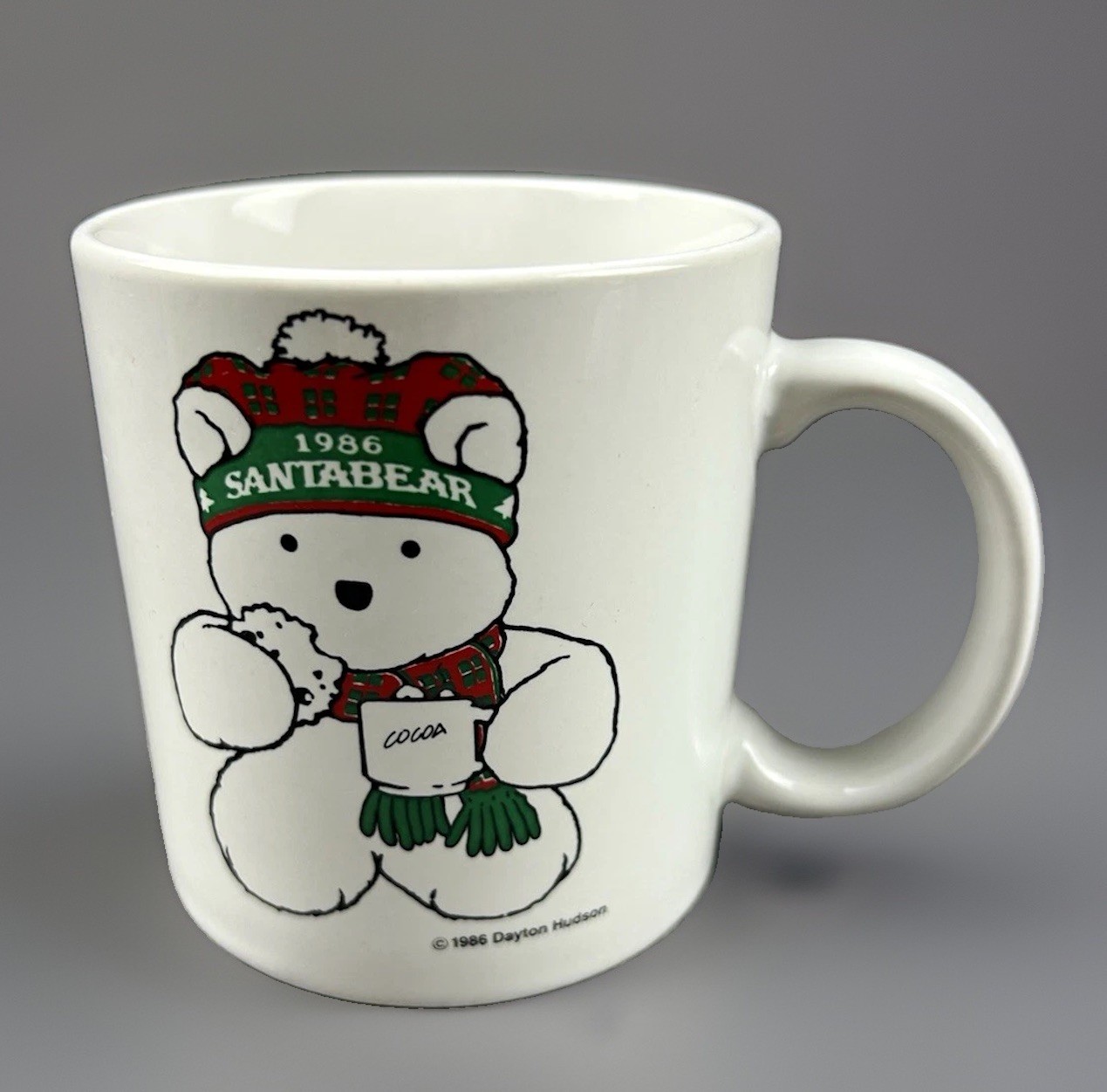 Vintage 1986 Dayton Hudson Santa Bear Christmas Coffee Mug Holiday Collectible