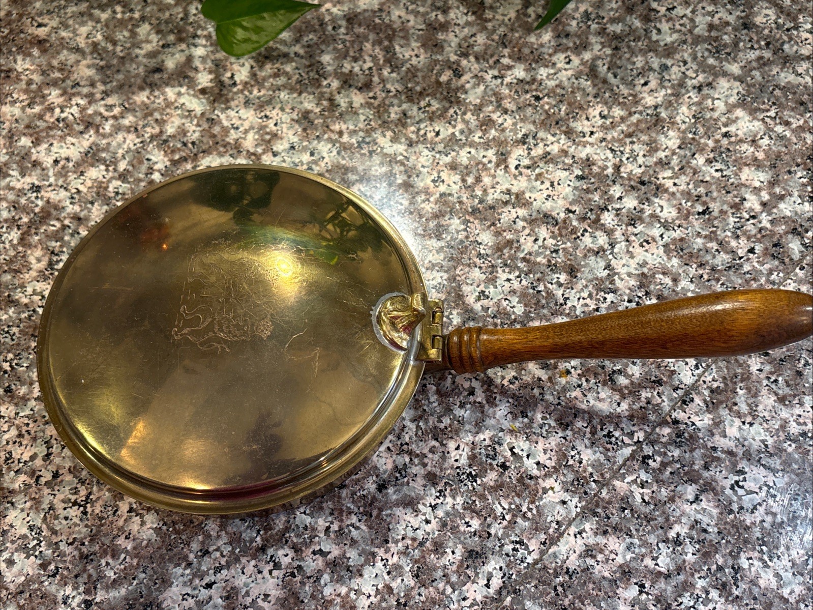 Vintage Brass Silent Butler with Wood Handle Crumb Catcher