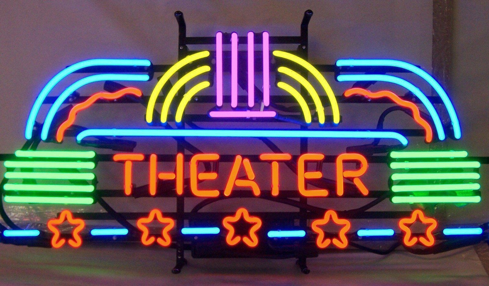 Theater Neon Sign Light Window Man Cave Night Light Real Glass Craft 24\