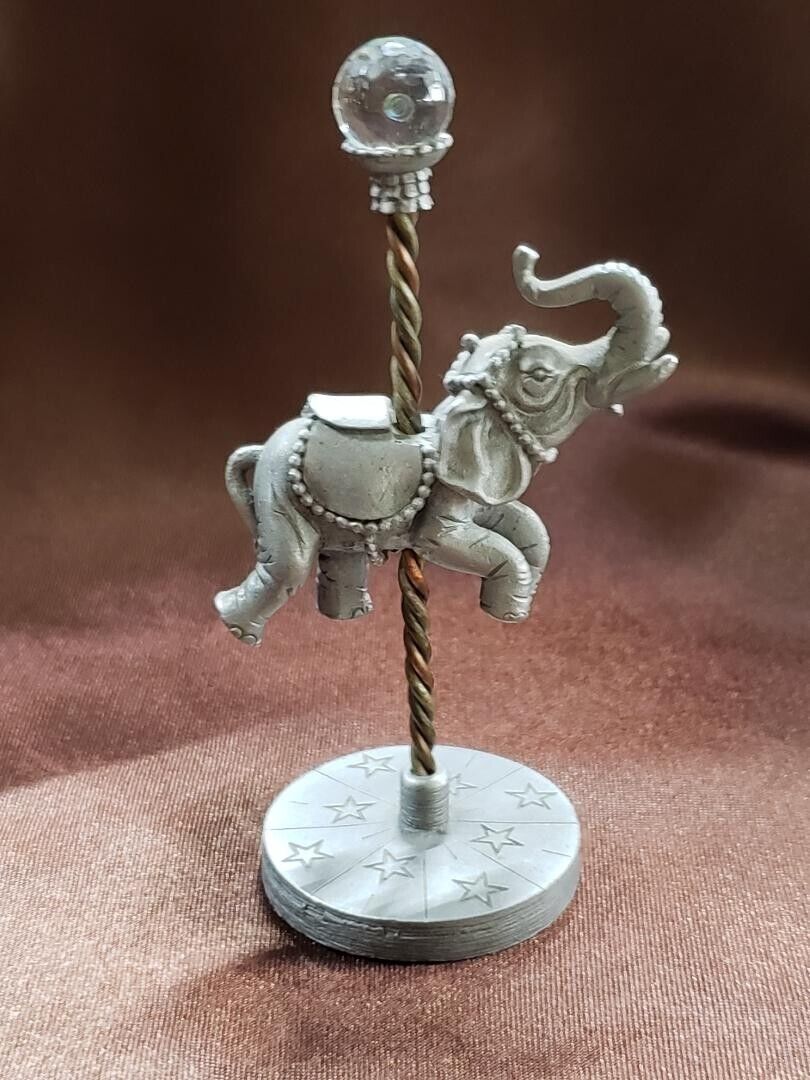 Spoontiques Pewter Carousel Elephant with crystal. very good condition
