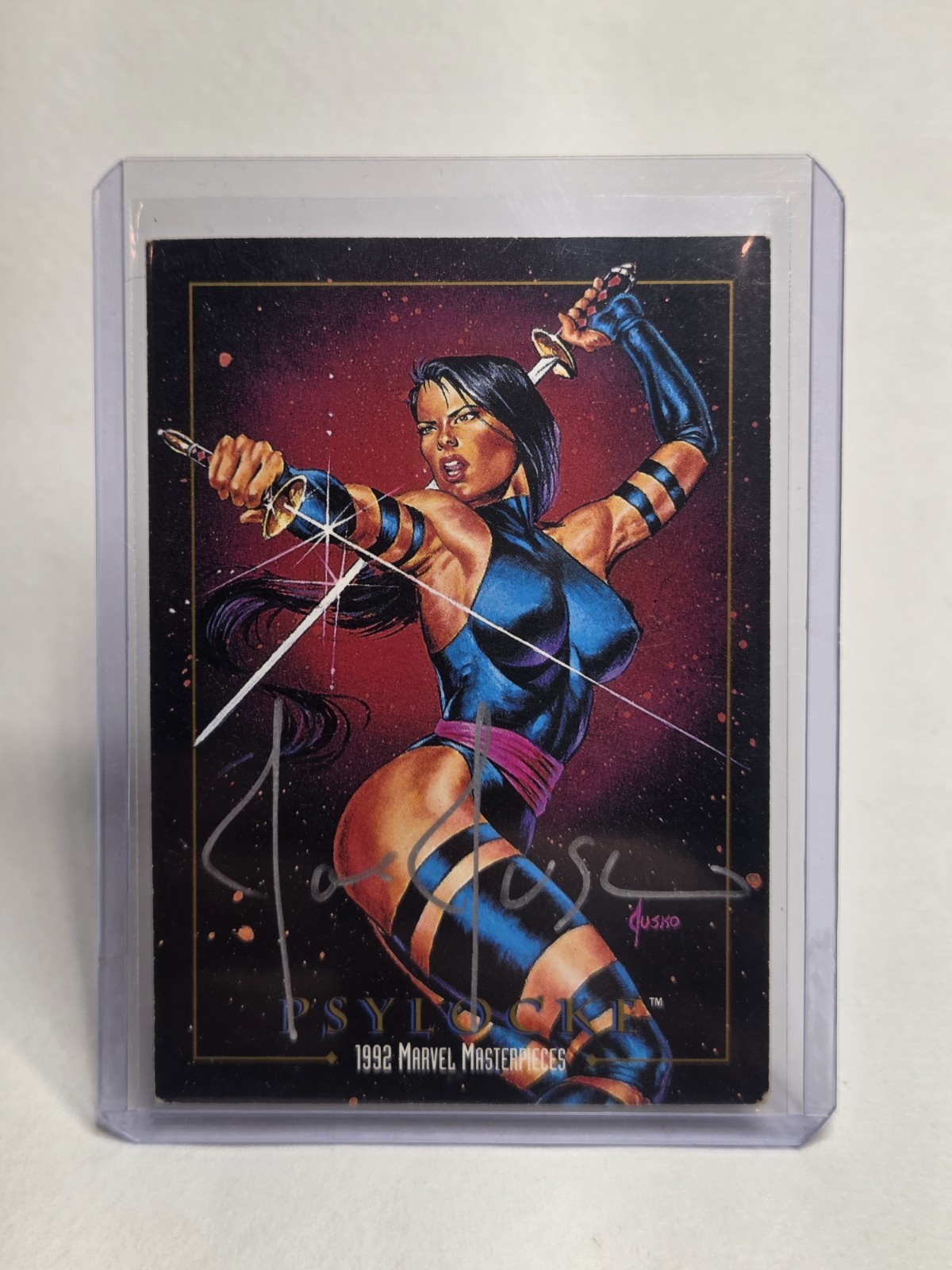 1992 Marvel Masterpieces #65 Psylocke Autograph Joe Jusko