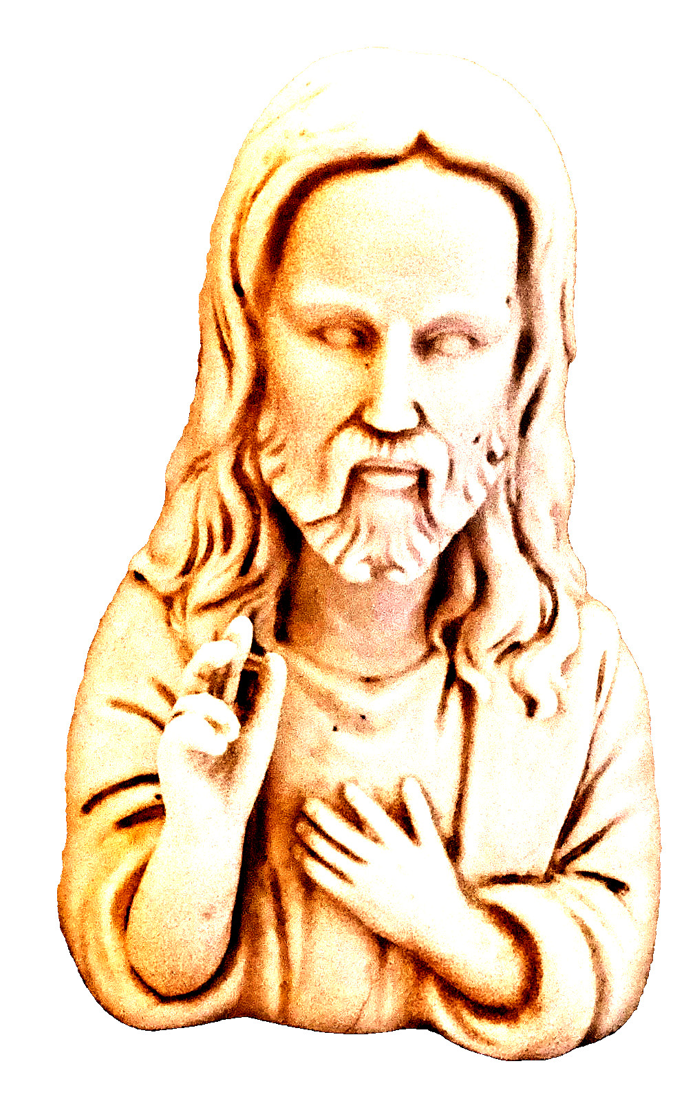 Vintage Sacred Heart Jesus Christ Bust Catholic Statue Figurine JSNY Taiwan