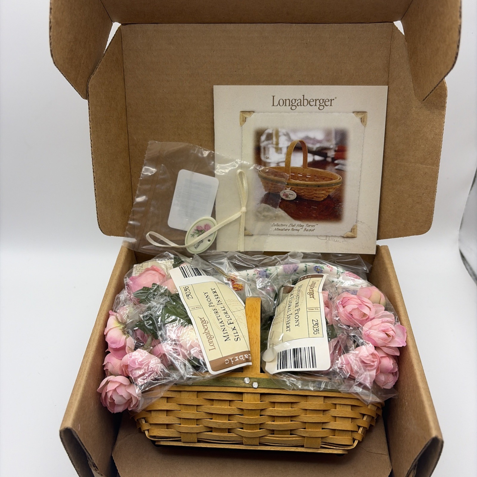 Longaberger Collectors Club May Series Mini Peony Basket Complete Set