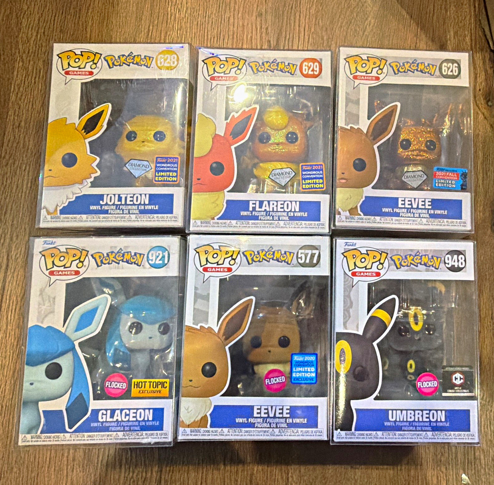 Funko Pop Pokémon Vinyl Figure Lot 6 Flocked and diamond eevee,Umbreon,glaceon