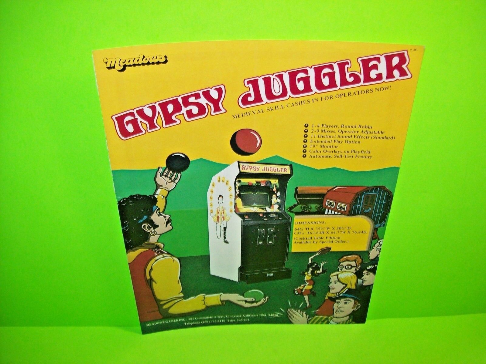 GYPSY JUGGLER 2 Sided Magazine Ad For Video Arcade Game Vintage Retro Promo Art