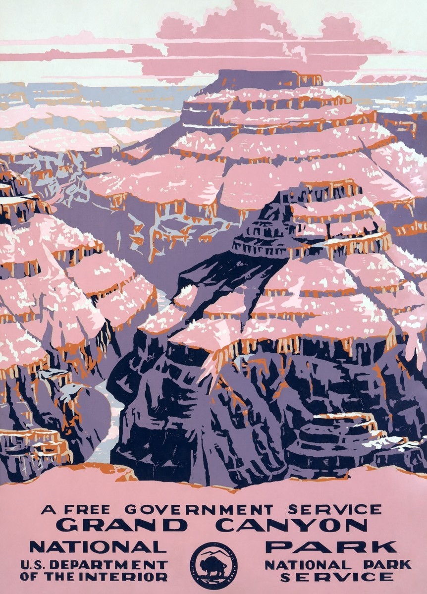 Vintage Grand Canyon National Parks Travel Art Poster Print Vintage Grand Canyon National Parks Travel Art Poster Print