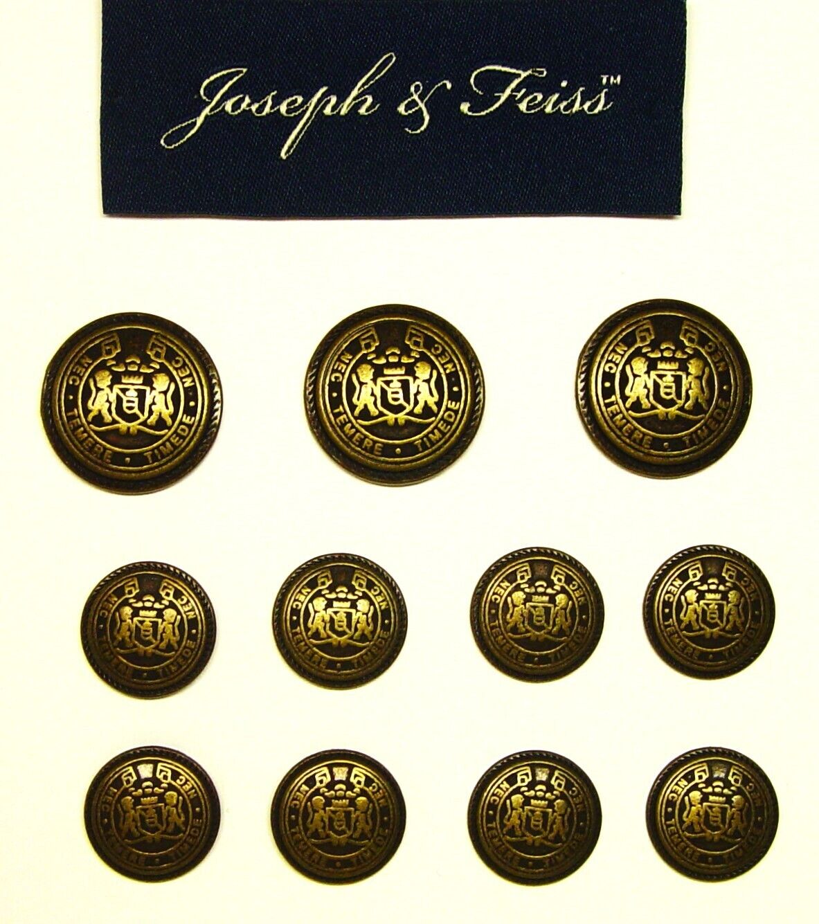 JOSEPH & FEISS replacement buttons 11 dark bronze metal, PRISTINE USED CONDITION