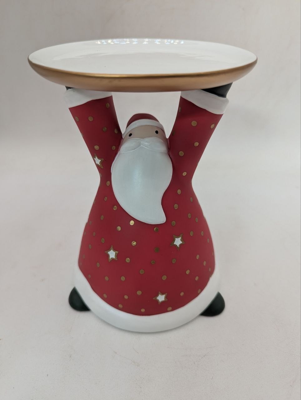 PartyLite Holiday Cheer Pillar Holder P9631 Santa Christmas Glass Decor DM14-2