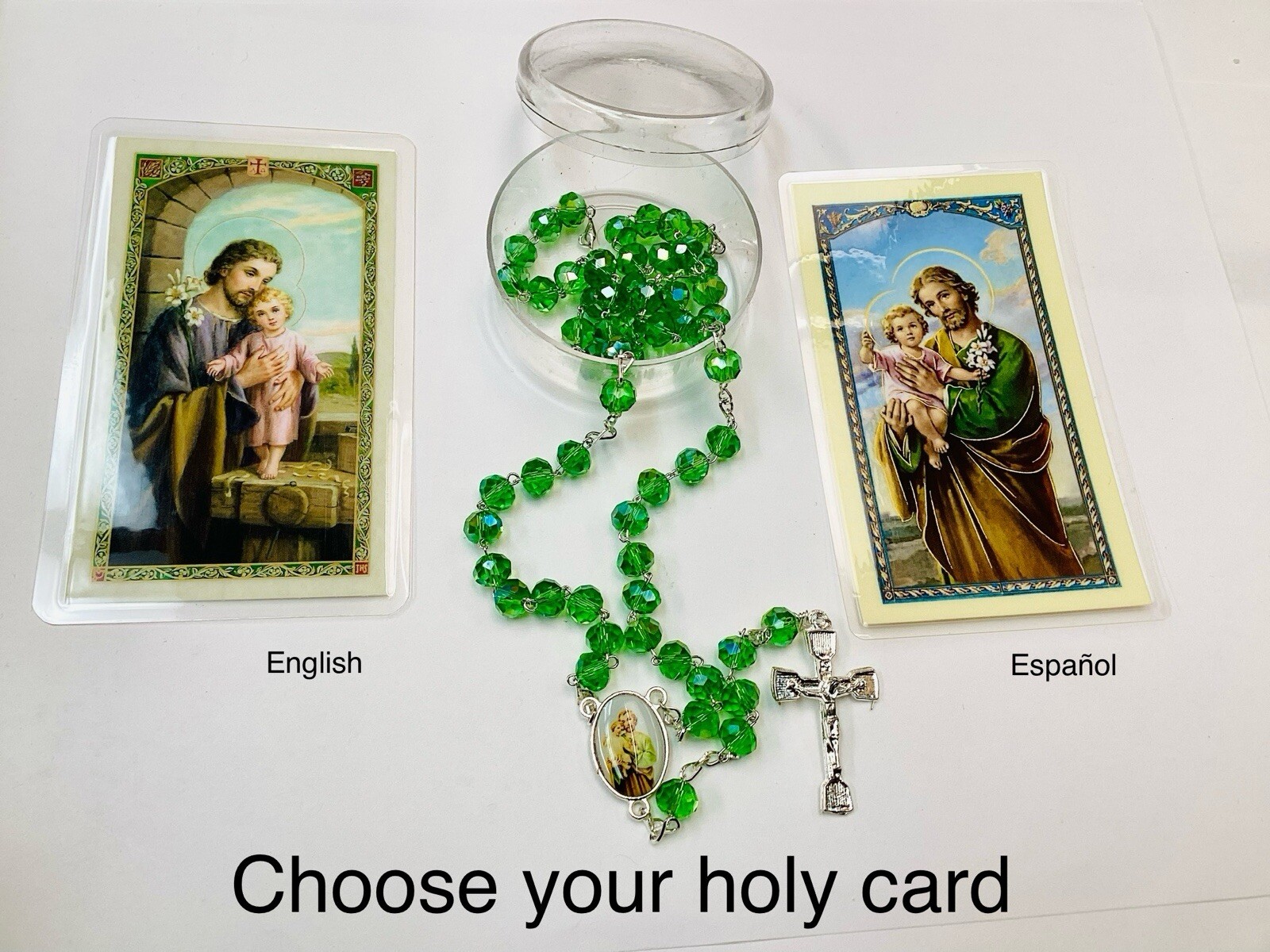 Rosary To Saint Joseph Green Beads, Rosario Al Señor San Jose Verde Rosary To Saint Joseph Green Beads, Rosario Al Señor San Jose Verde
