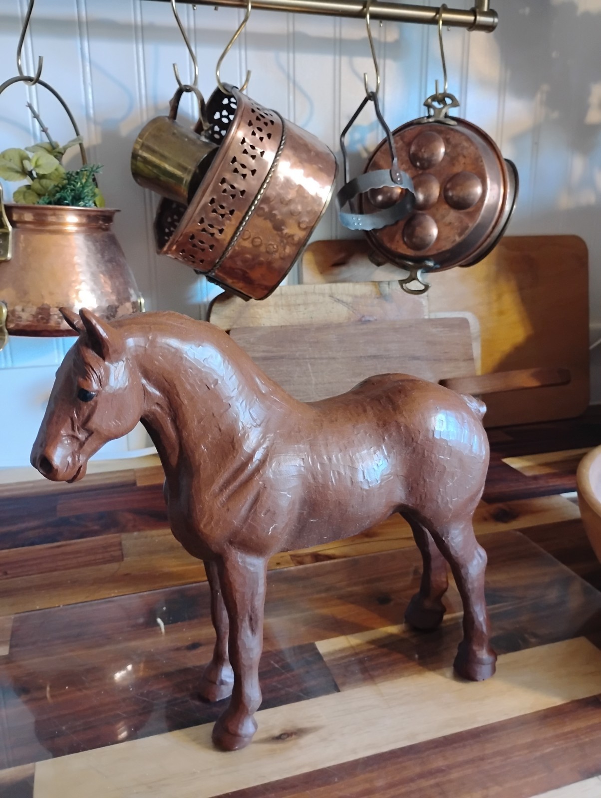 Gorgeous Vintage Red Mill Mfg Pecan Wood Handcrafted Carved Horse Figure Statue