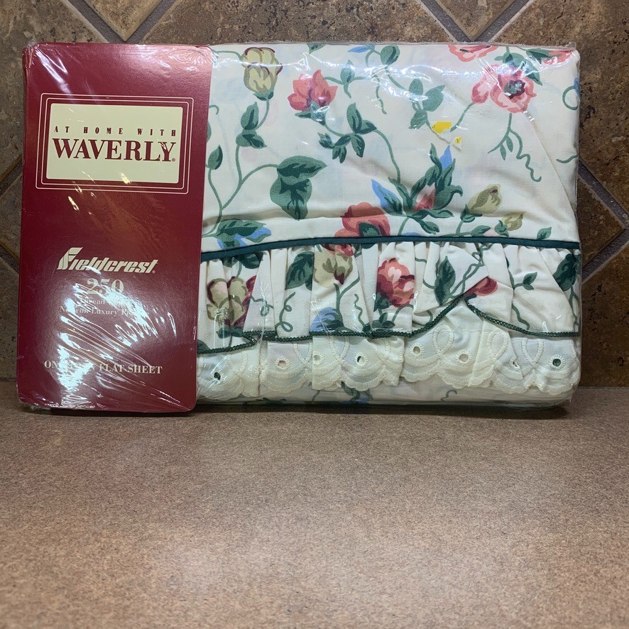 Vintage Waverly Twin Flat Floral Belle Haven Sheet Fieldcrest Percale No NEW